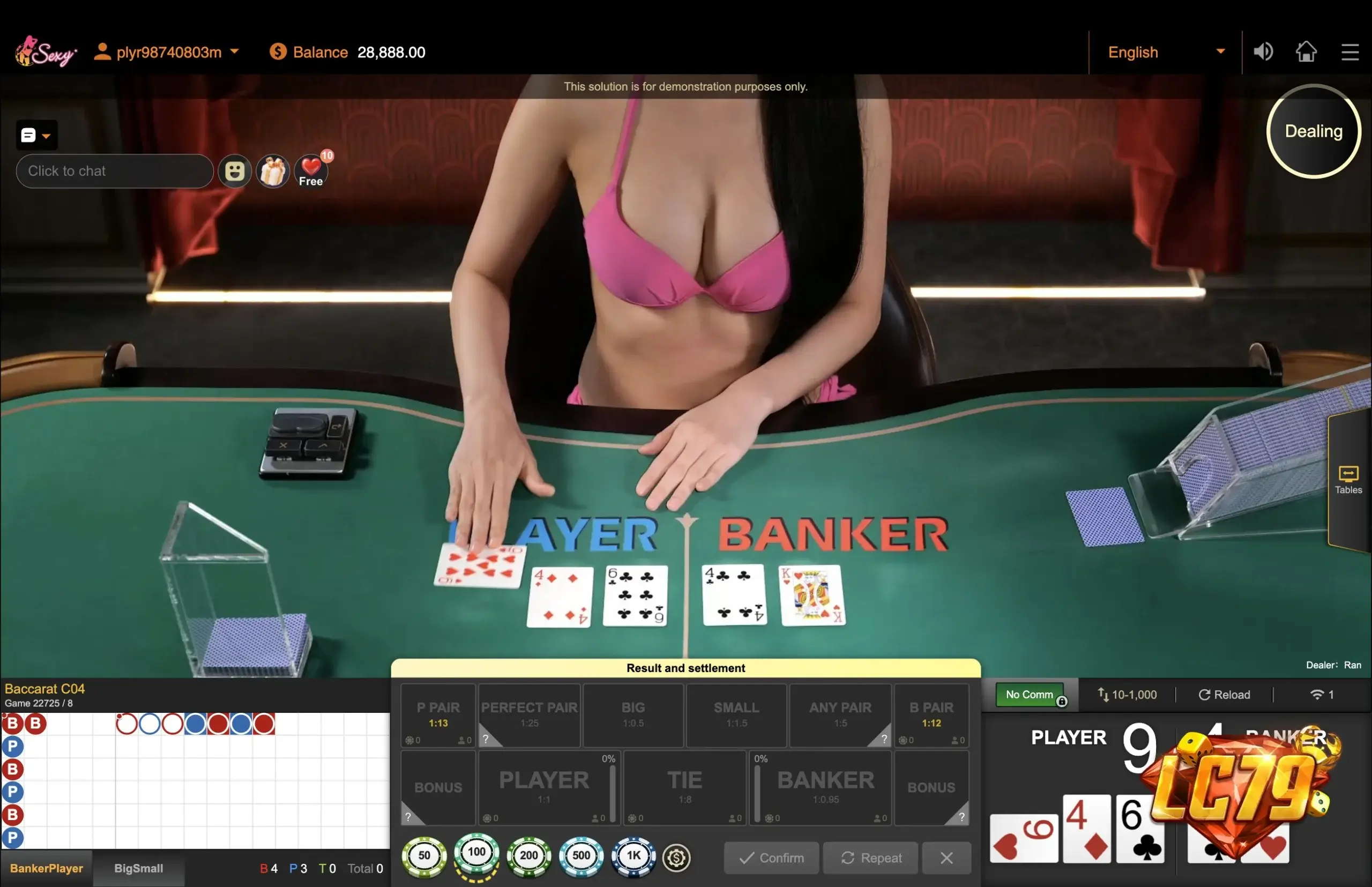 Bảng đường cầu Baccarat trực tuyến tại LC79