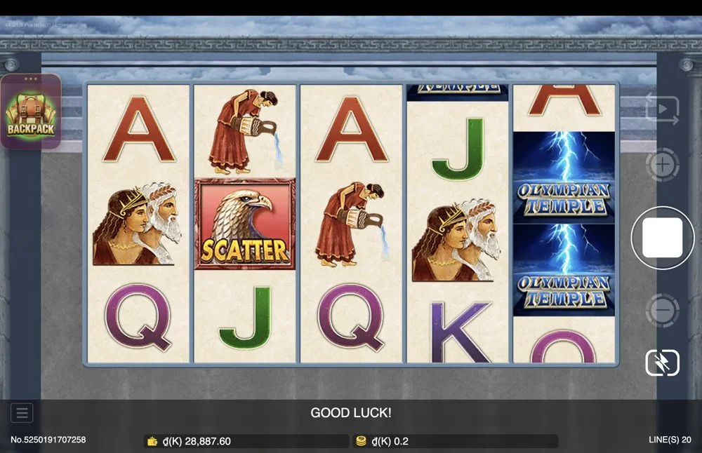 Ảnh màn hình gameplay game Olympian Temple (slot JDB) chơi tại LC79