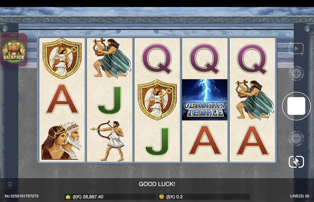 Ảnh bảng biểu tượng & tính năng game Olympian Temple (slot JDB) chơi tại LC79