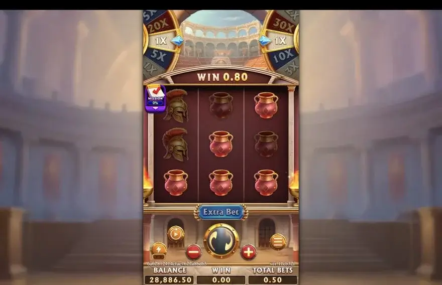 Ảnh bảng biểu tượng & tính năng game ROMA GLADIATRIX (slot FC) chơi tại LC79