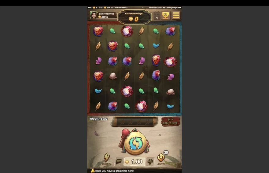 Ảnh bảng biểu tượng & tính năng game Rooster Blitz (Kingmidas #) (slot) chơi tại LC79