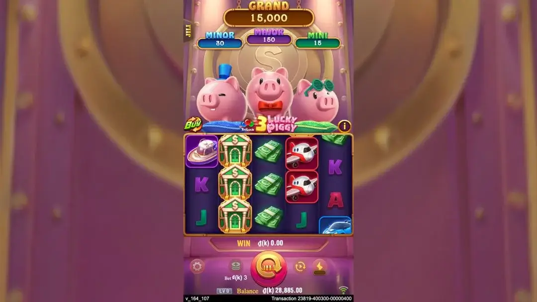 Ảnh giao diện chính game 3 Lucky Piggy (slot JILI) chơi tại LC79