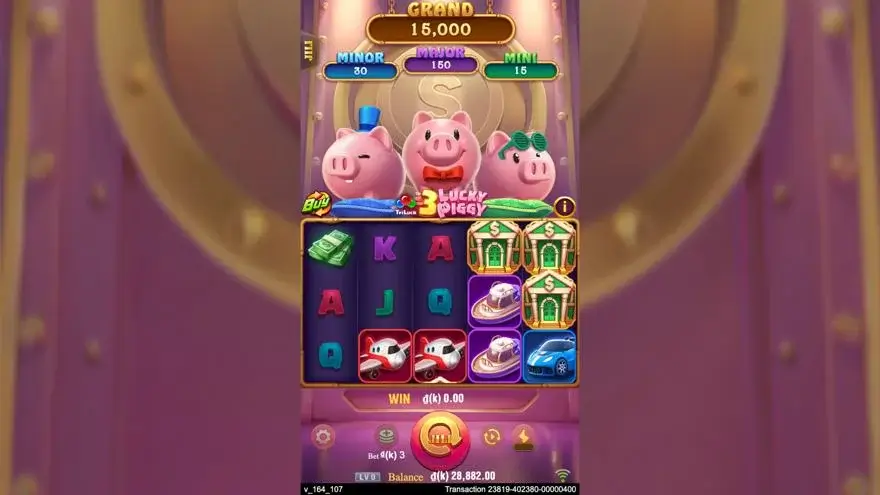 Ảnh màn hình gameplay game 3 Lucky Piggy (slot JILI) chơi tại LC79