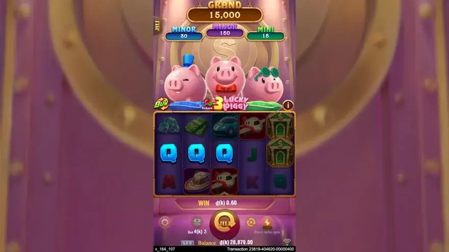 Ảnh bảng biểu tượng & tính năng game 3 Lucky Piggy (slot JILI) chơi tại LC79