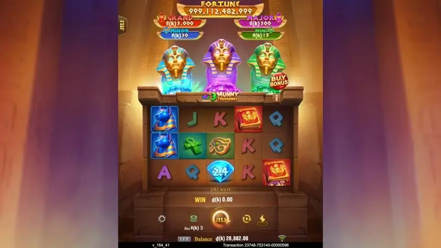 Ảnh màn hình gameplay game 3 Mummy Treasures (slot JILI) chơi tại LC79