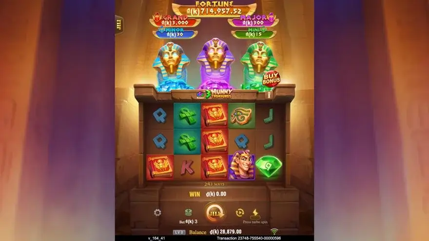 Ảnh bảng biểu tượng & tính năng game 3 Mummy Treasures (slot JILI) chơi tại LC79