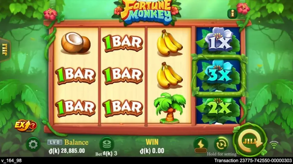 Ảnh giao diện chính game Fortune Monkey (slot JILI) chơi tại LC79