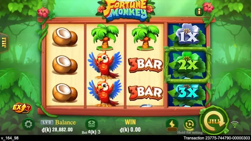 Ảnh màn hình gameplay game Fortune Monkey (slot JILI) chơi tại LC79