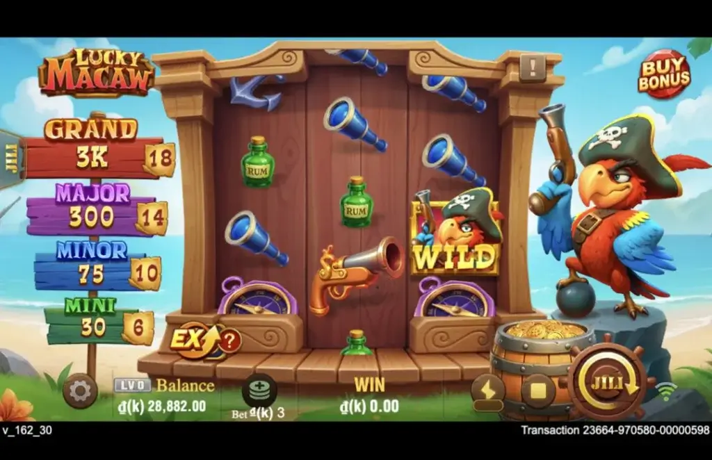 Ảnh giao diện chính game Lucky Macaw (slot JILI) chơi tại LC79