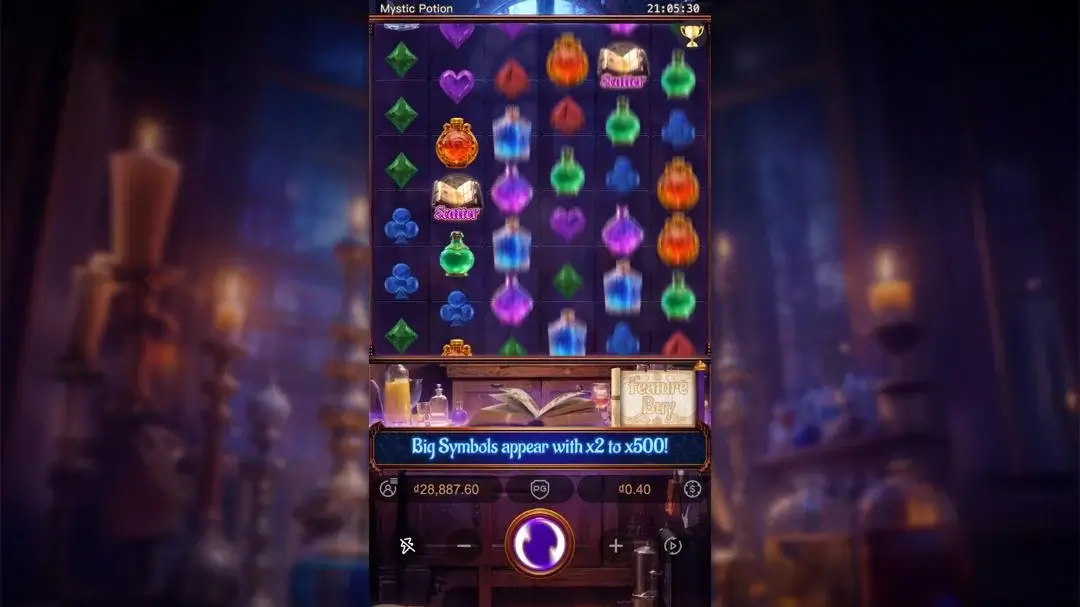 Ảnh giao diện chính game Mystic Potion (slot PG) chơi tại LC79
