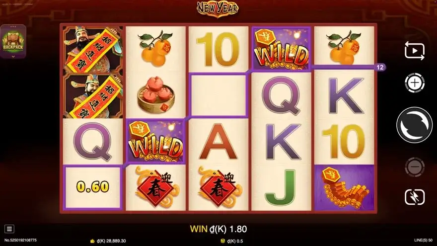 Ảnh màn hình gameplay game New Year (slot JDB) chơi tại LC79