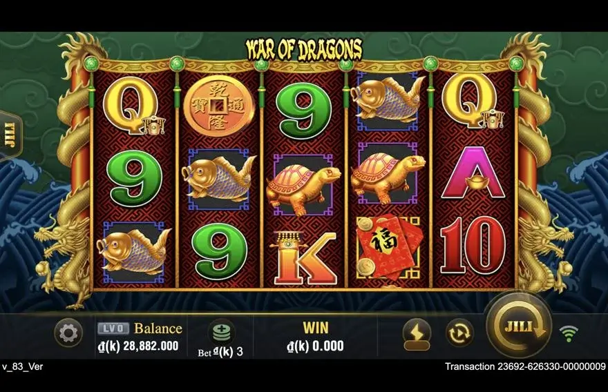 Ảnh màn hình gameplay game War Of Dragons (slot JILI) chơi tại LC79