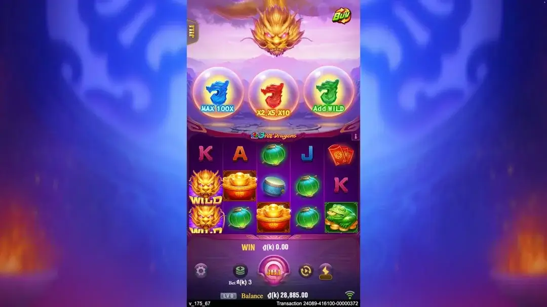 Ảnh giao diện chính game 3 Pot Dragons (slot JILI) chơi tại LC79