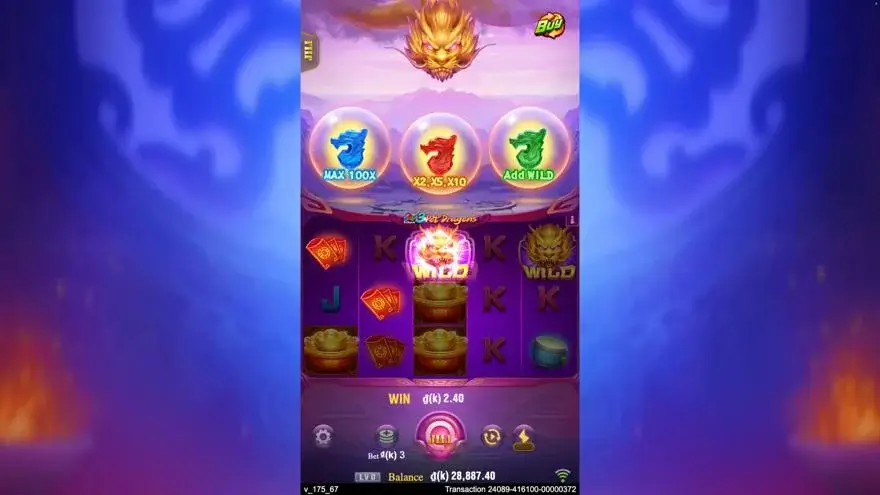 Ảnh màn hình gameplay game 3 Pot Dragons (slot JILI) chơi tại LC79
