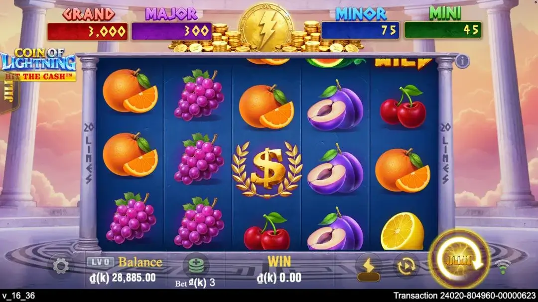 Ảnh giao diện chính game Coin of Lightning (slot JILI) chơi tại LC79