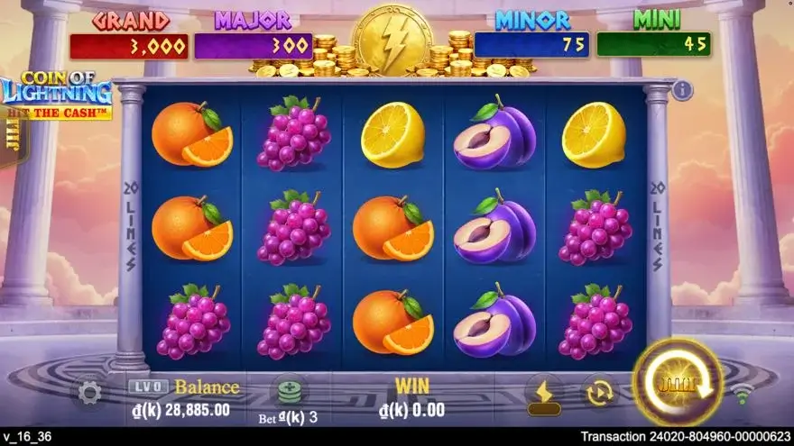 Ảnh màn hình gameplay game Coin of Lightning (slot JILI) chơi tại LC79