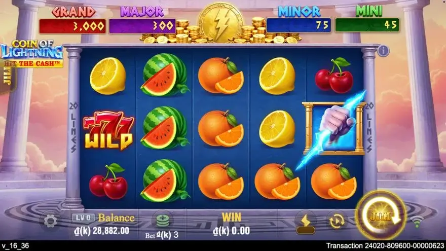 Ảnh bảng biểu tượng & tính năng game Coin of Lightning (slot JILI) chơi tại LC79