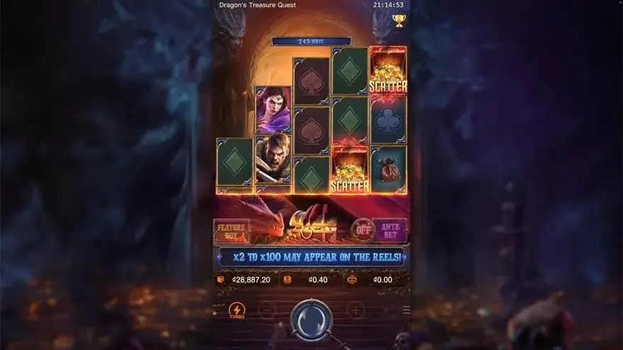 Ảnh màn hình gameplay game Dragon's Treasure Quest (slot PG) chơi tại LC79