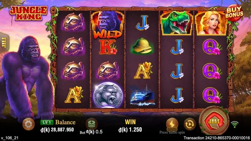 Ảnh bảng biểu tượng & tính năng game Jungle King (slot JILI) chơi tại LC79