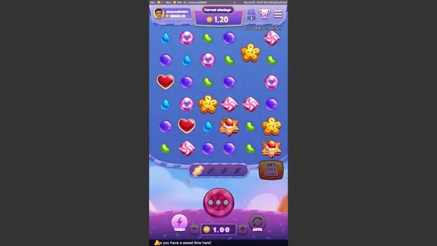 Ảnh bảng biểu tượng & tính năng game Sugar Blast Frenzy (Kingmidas #) (slot) chơi tại LC79