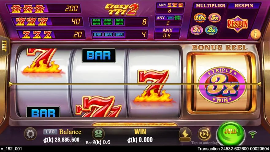 Ảnh màn hình gameplay game Crazy777 2 (slot JILI) chơi tại LC79
