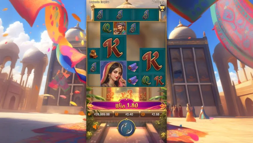 Ảnh bảng biểu tượng & tính năng game Majestic Empire (slot PG) chơi tại LC79
