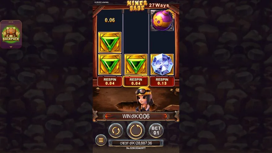 Ảnh bảng biểu tượng & tính năng game Miner Babe (slot JDB) chơi tại LC79