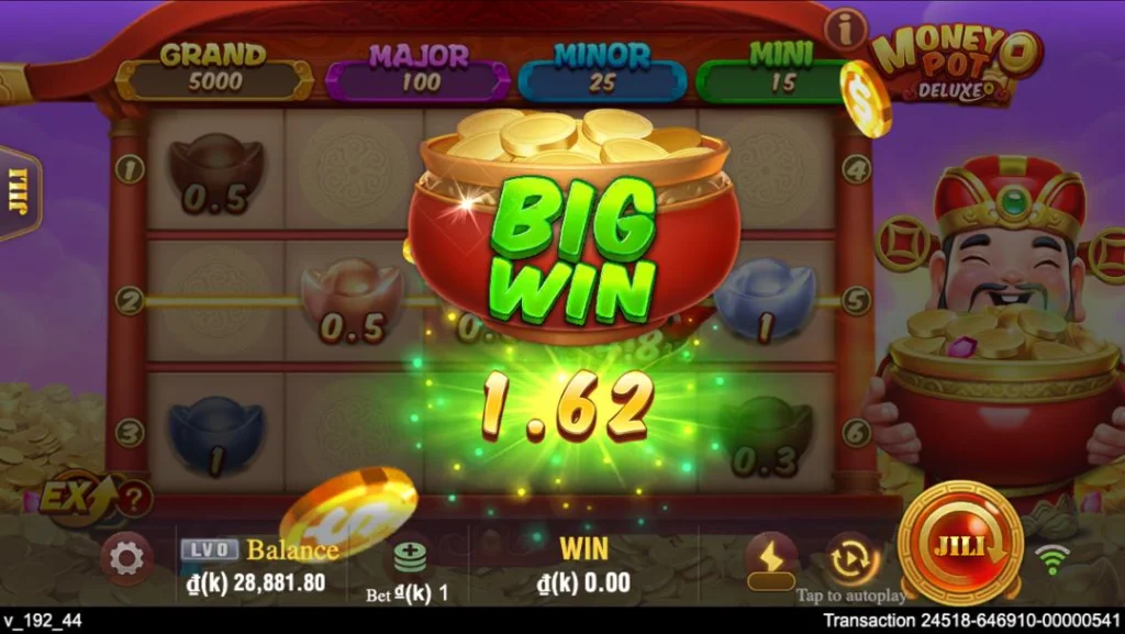 Ảnh giao diện chính game Money Pot Deluxe (slot JILI) chơi tại LC79