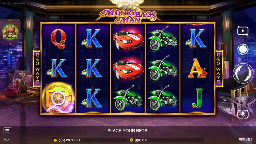 Ảnh giao diện chính game Moneybags Man (slot JDB) chơi tại LC79