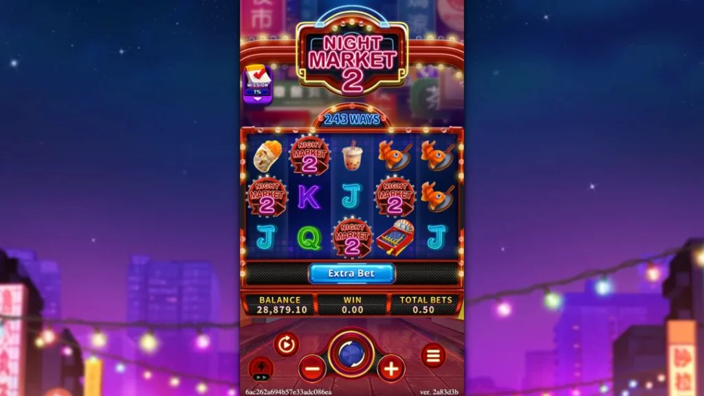 Ảnh giao diện chính game NIGHT MARKET 2 (slot FC) chơi tại LC79