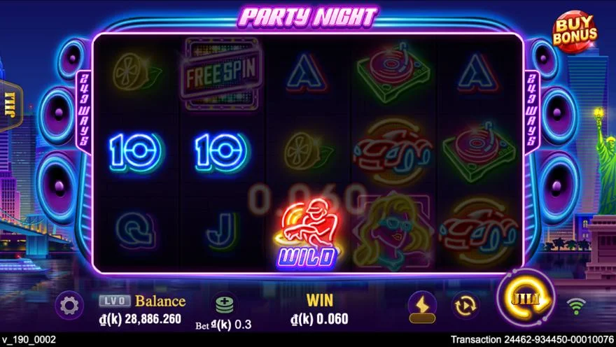Ảnh màn hình gameplay game Party Night (slot DRAGOONSOFT) chơi tại LC79