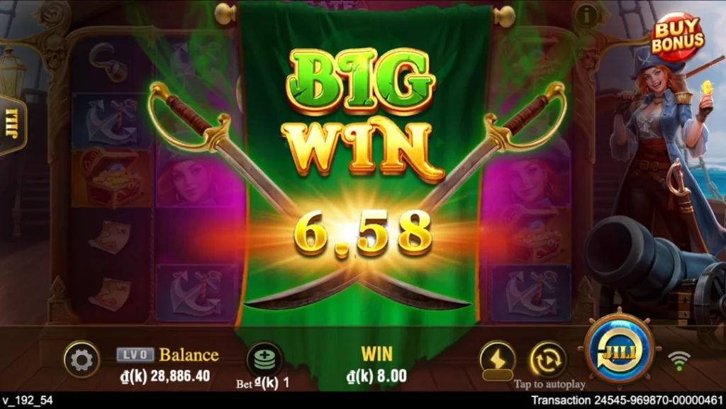 Ảnh giao diện chính game Pirate Queen 2 (slot JILI) chơi tại LC79