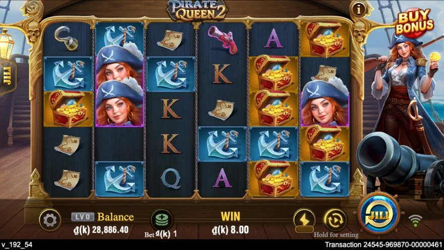 Ảnh màn hình gameplay game Pirate Queen 2 (slot JILI) chơi tại LC79